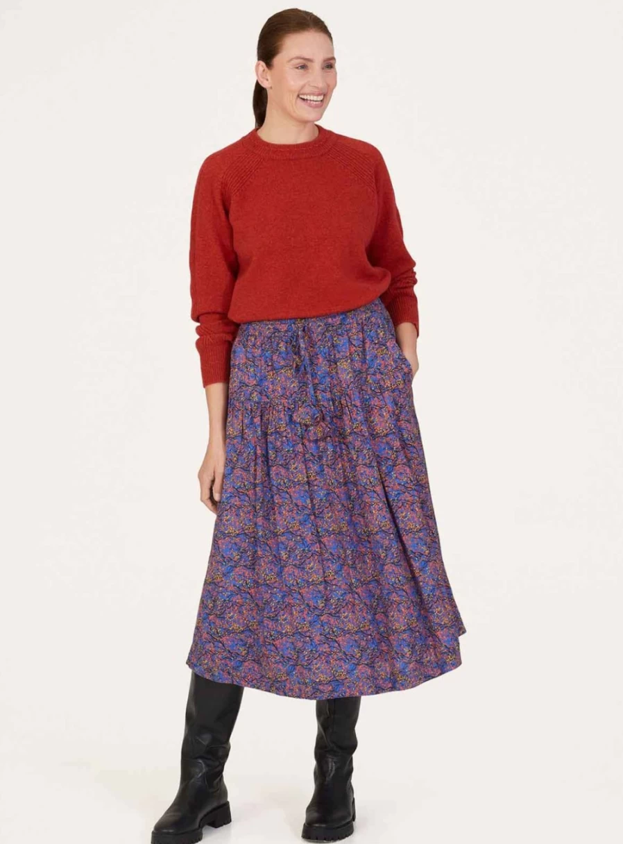 Thought Women's Fawn Printed Skirt - Sustainable Lenzing Ecovero Fabric - Size 16