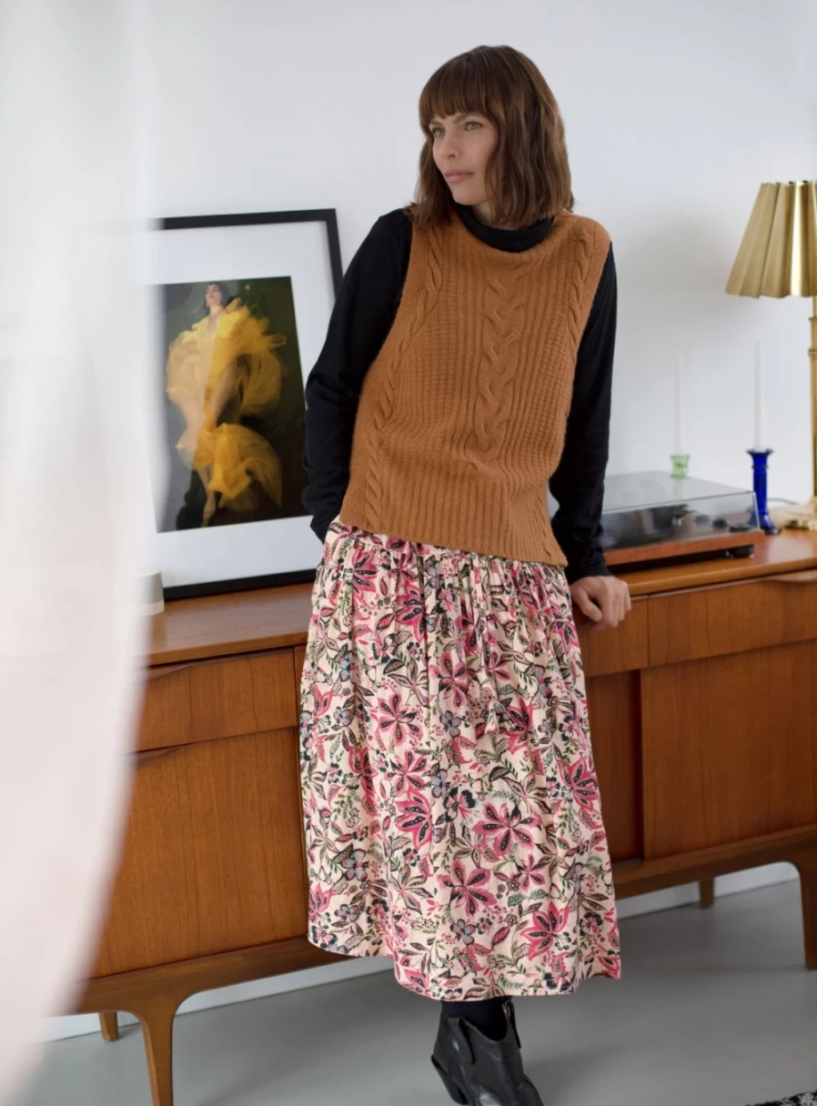 "Thought Women's Faye Lenzing Ecovero Dobby Skirt - Sustainable Eco-Friendly Style"