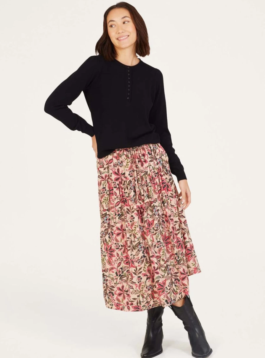 "Thought Women's Faye Lenzing Ecovero Dobby Skirt - Sustainable Eco-Friendly Style"