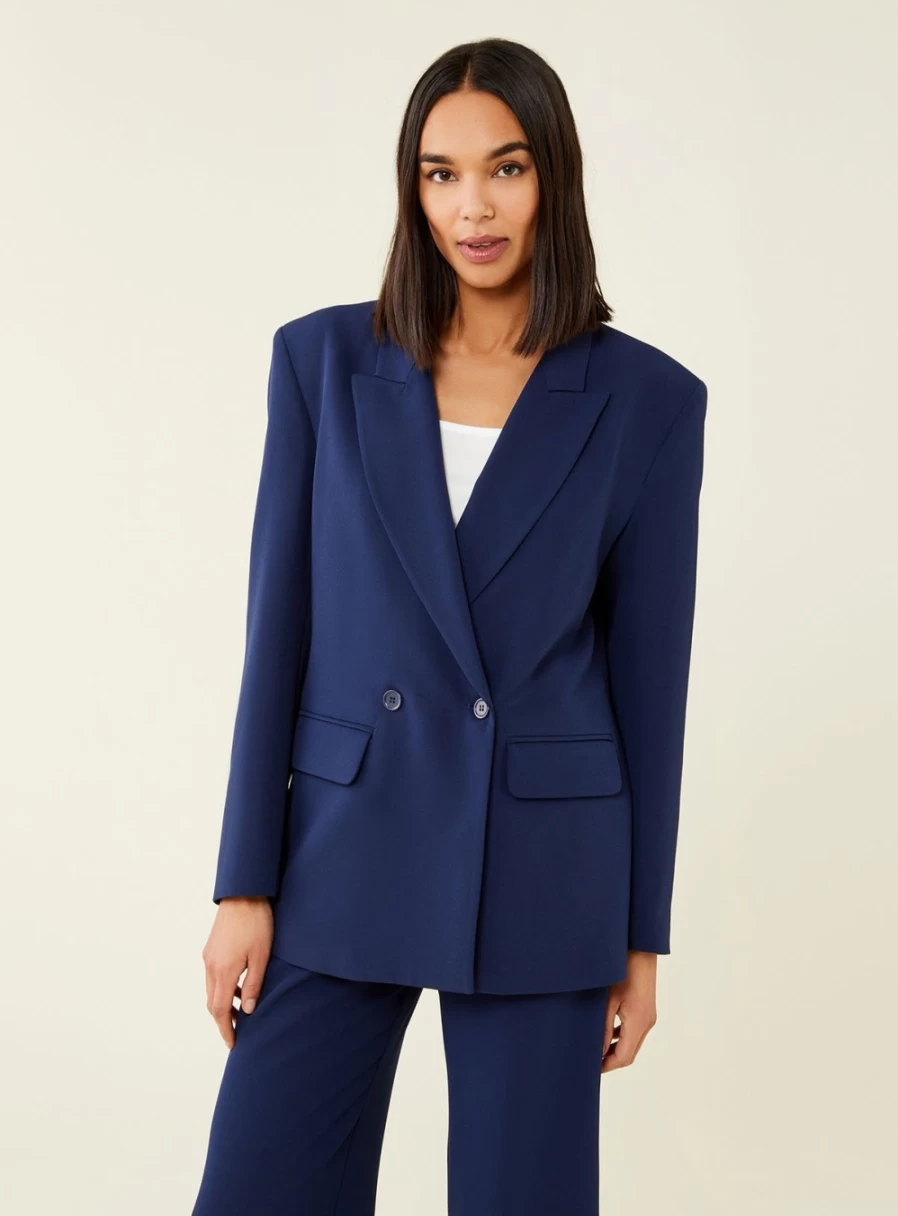 Finery Women's Navy Maeve Jacket - Stylish 20 Denim Outerwear Coat