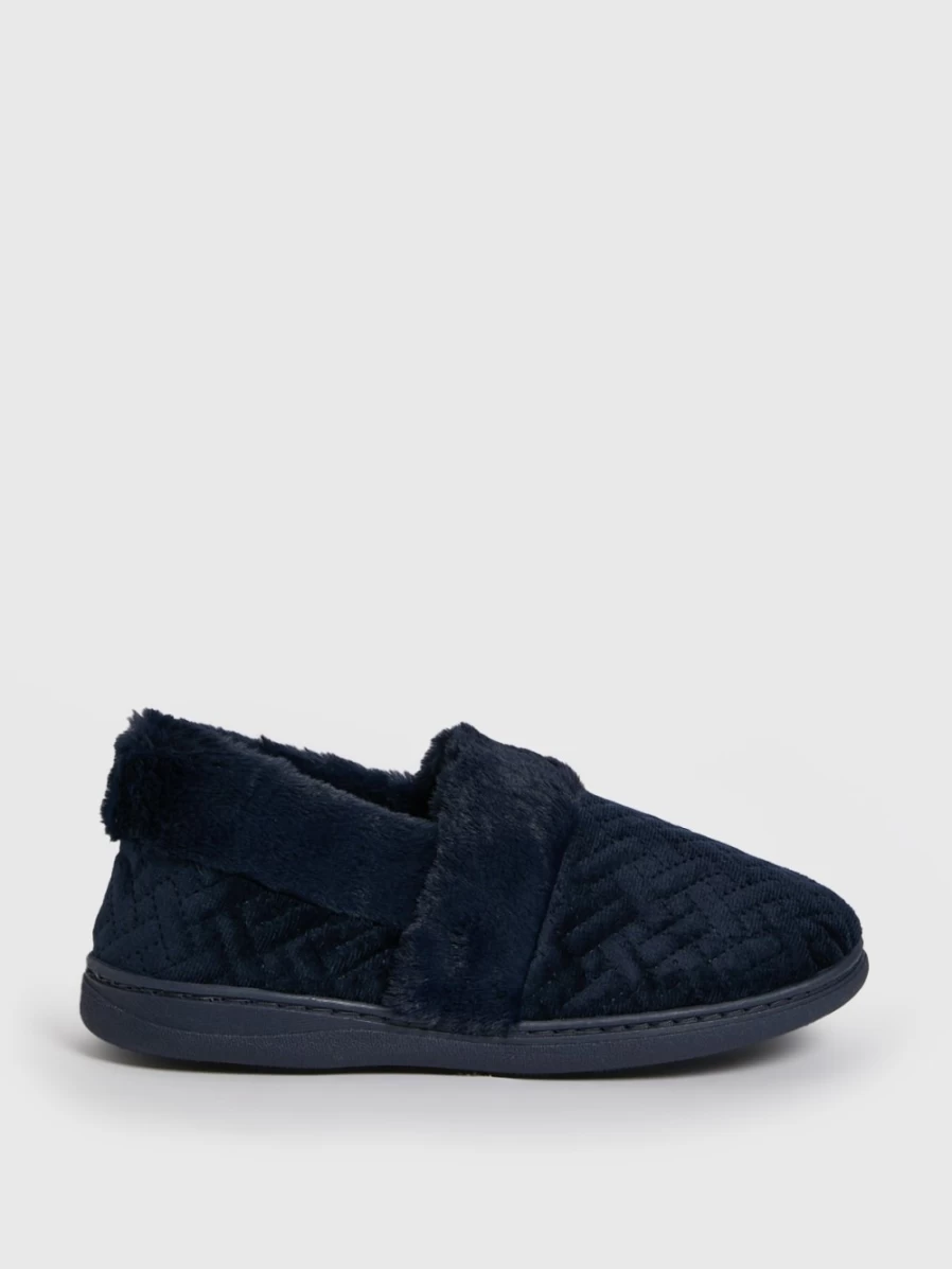 Tu Women's Navy Textured Full Slippers - Comfortable Size 8 House Shoes