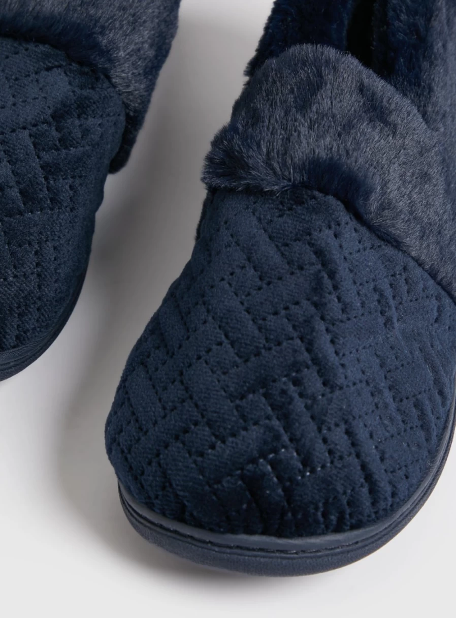 Tu Women's Navy Textured Full Slippers - Comfortable Size 8 House Shoes