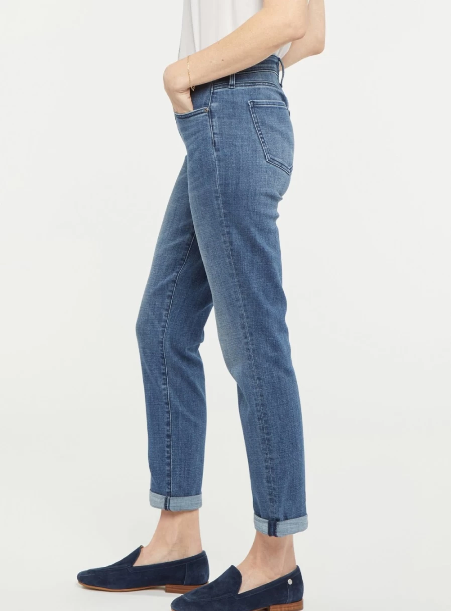 NYDJ Women's Margot Girlfriend Fit Jeans - Size 12 Slim Bootcut Denim Pants