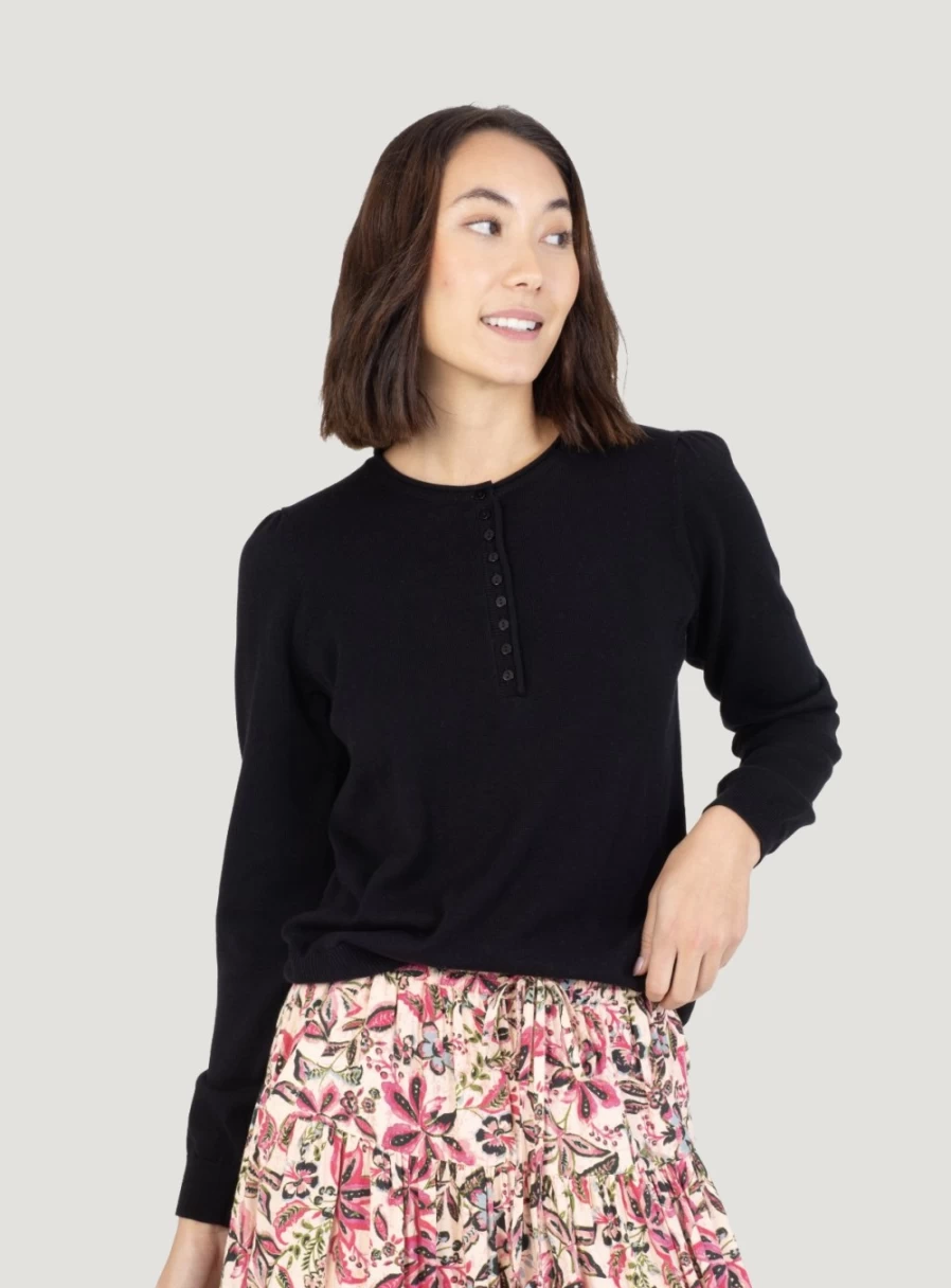 Thought Women's Organic Cotton Henley Jumper - Sustainable Casual Knit Top