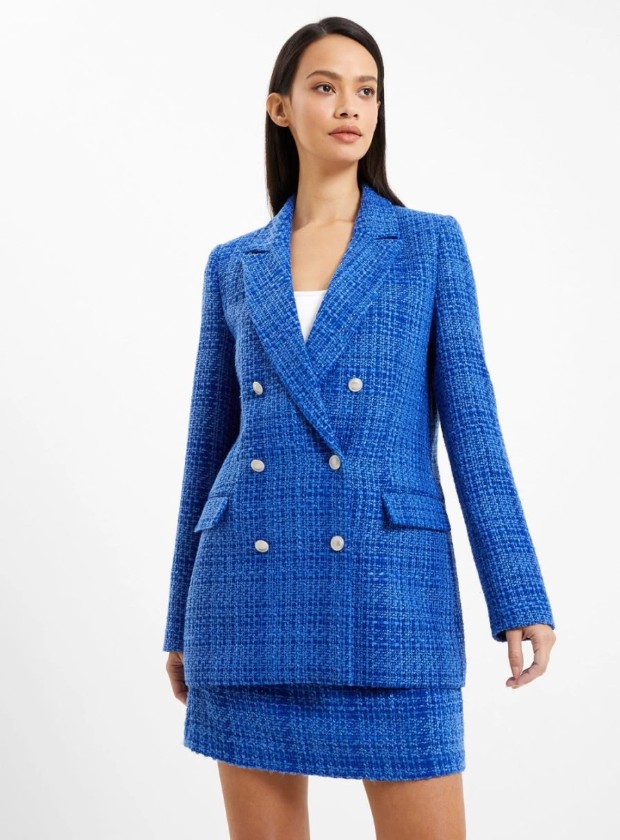 French Connection Women's Azzurra Tweed Blazer Jacket - Classic Fit, Stylish Outerwear for Women