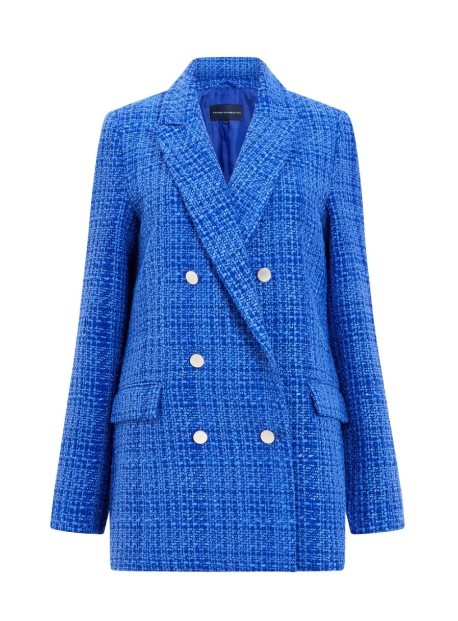 French Connection Women's Azzurra Tweed Blazer Jacket - Classic Fit, Stylish Outerwear for Women