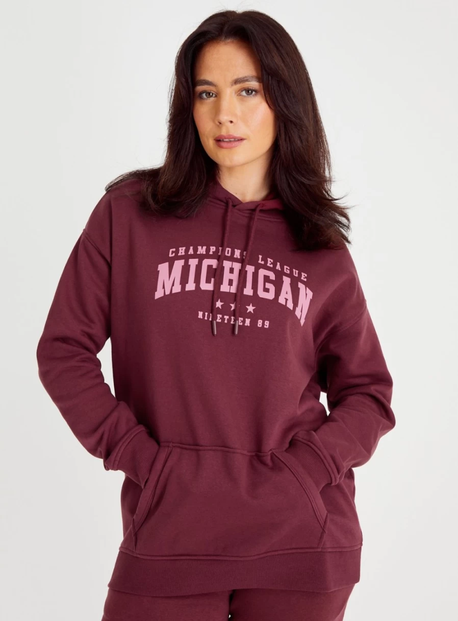 Tu Women's Oversized Purple Michigan Hoodie - XXL Cozy Pullover Sweatshirt