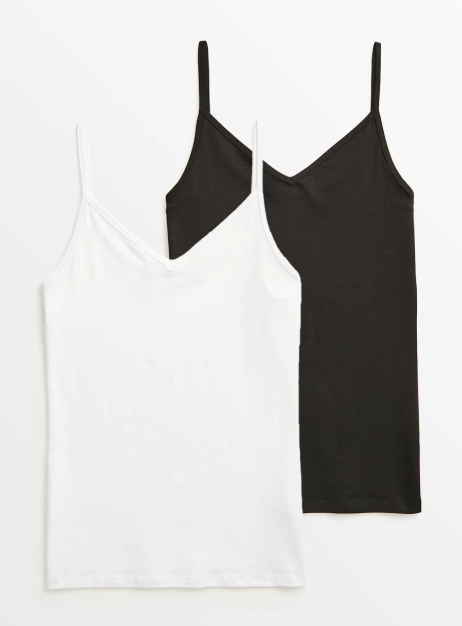 Tu Women's Black & White Slim Fit Vest Top 2 Pack - 8 Styles