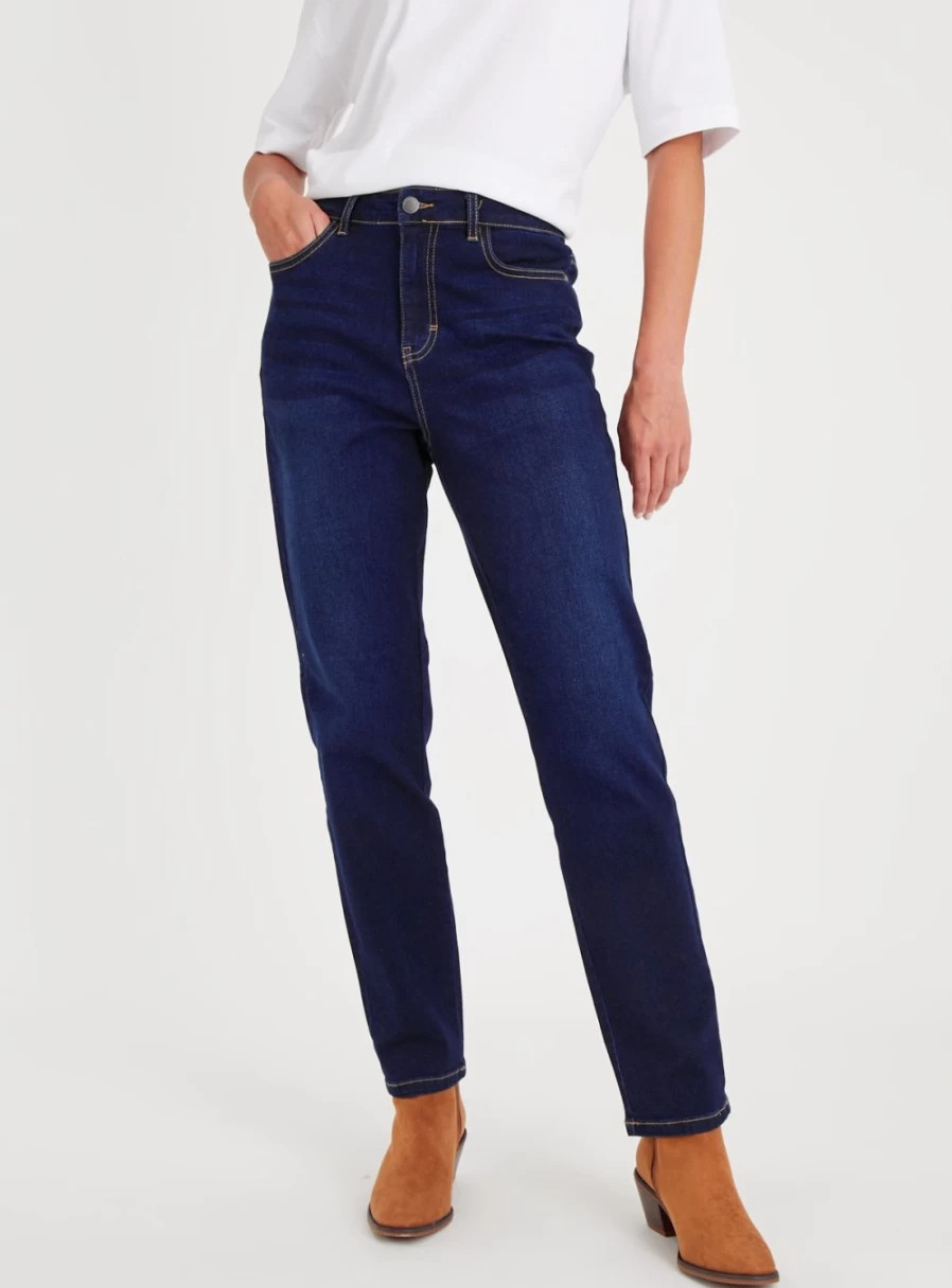 "Tu Women's Dark Wash 16S Straight Leg Jeans - Classic Denim Pants"