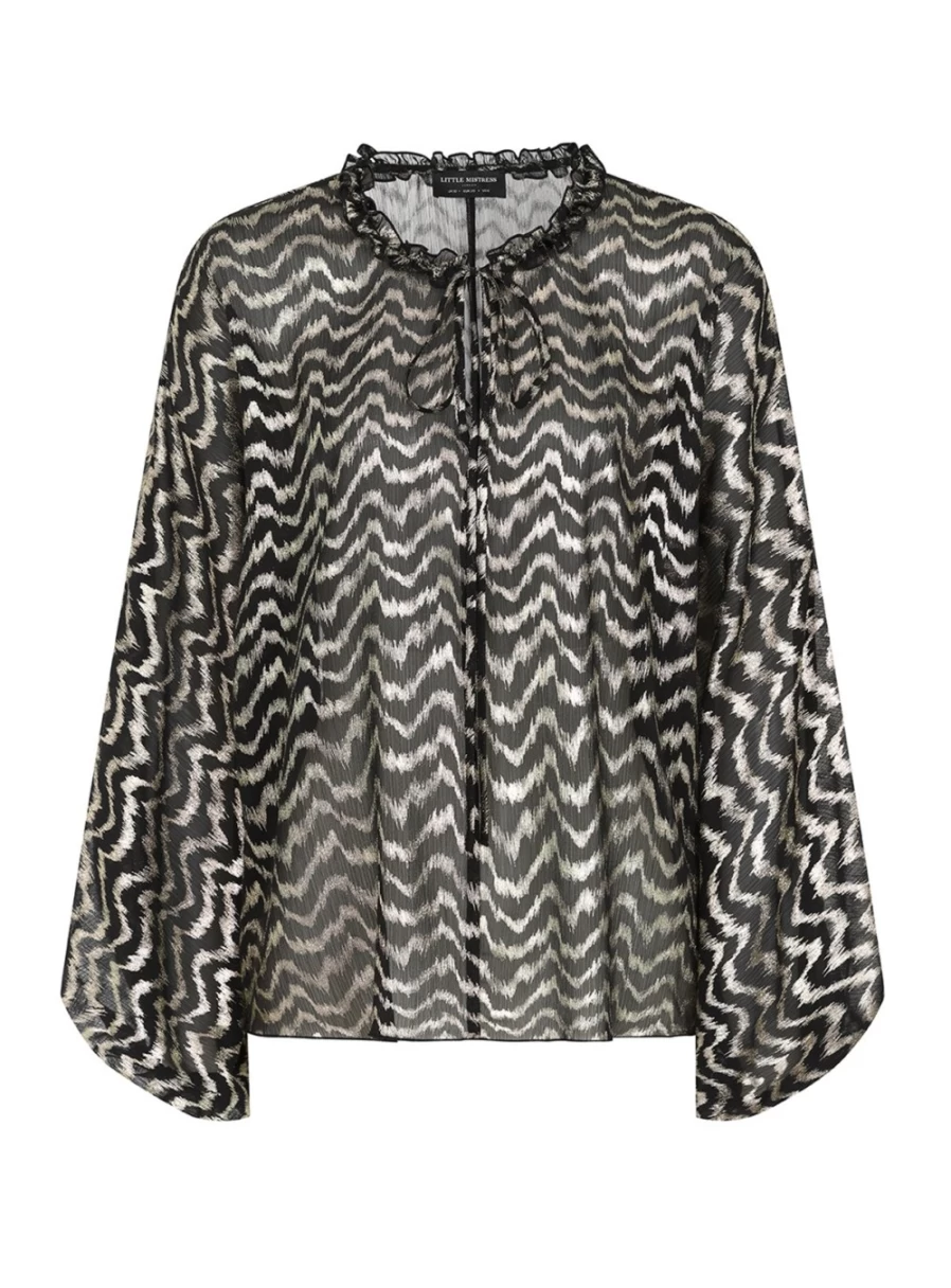 Vogue Williams Women's Black Foil Blouse - Stylish 10 Collection Top for Fashion