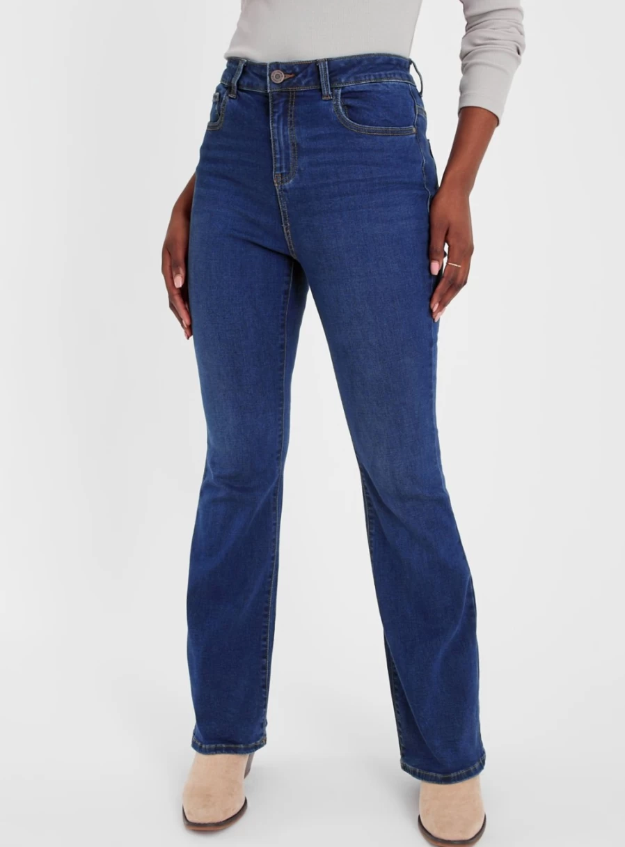 Tu Women's Dark Wash Kickflare Denim Jeans - 22S Slim Fit Stretch Comfort