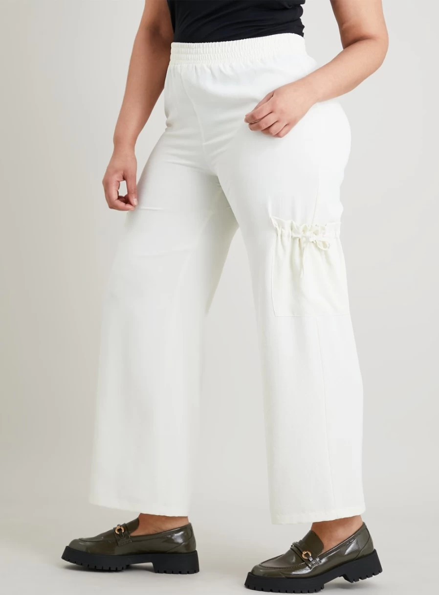 Tu Women's Cream Utility Trousers with Tie Pocket Detail - 14R Casual Chic Pants