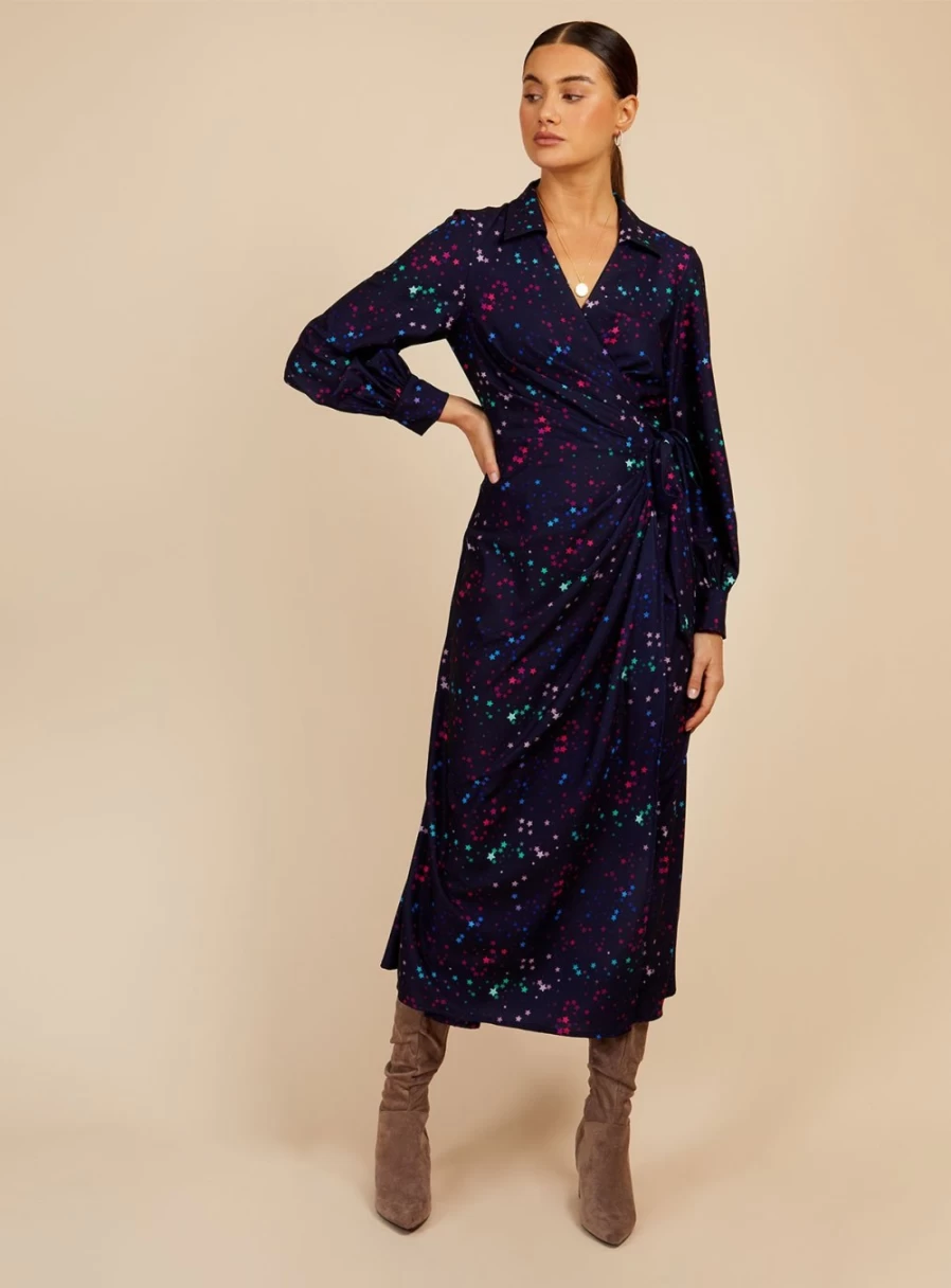 Vogue Williams Women's Navy Blue Star Print Midaxi Dress Size 14