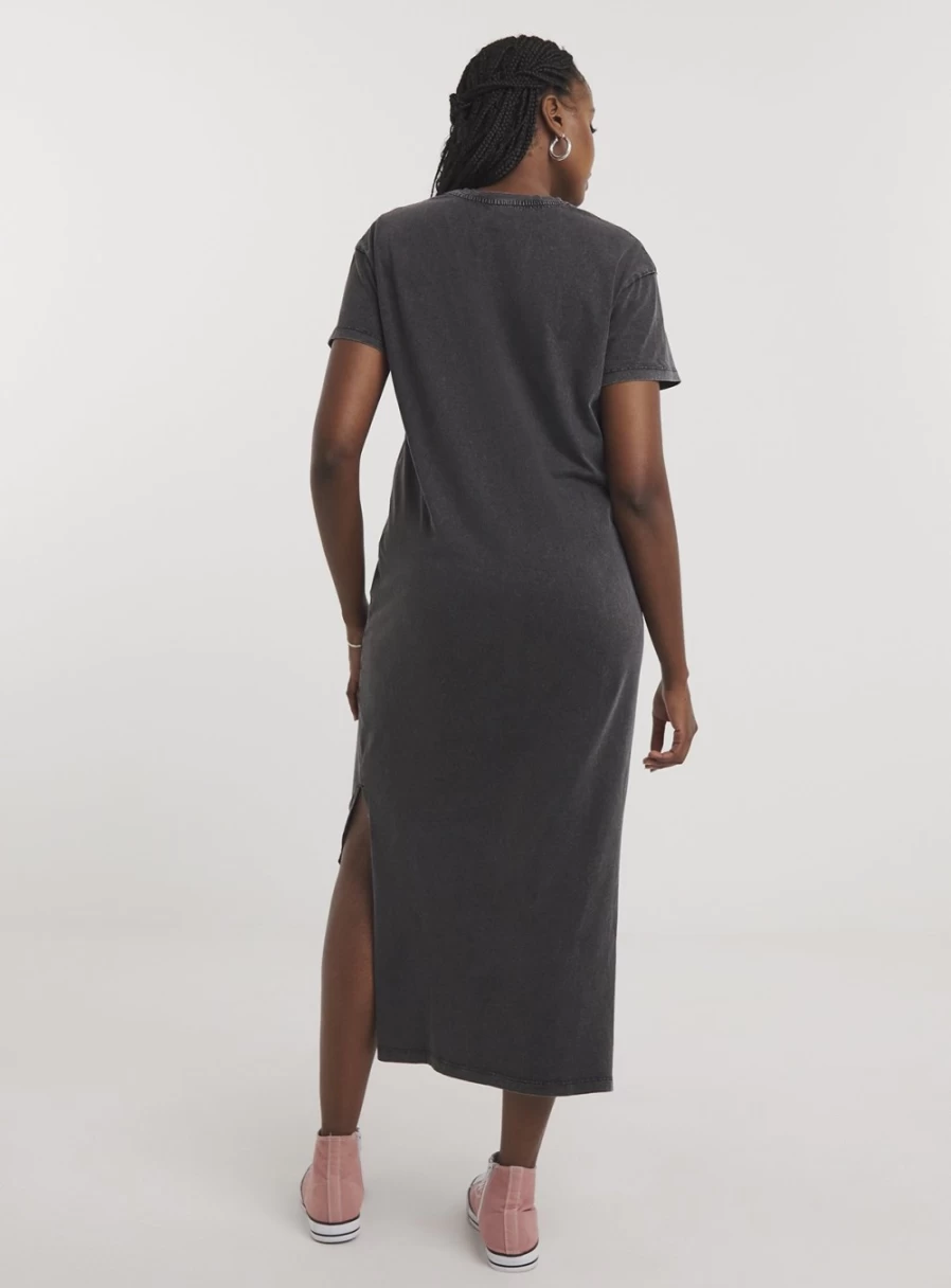 Simply Be Women's Rock And Romance Grey Graphic Print T-Shirt Dress Size 30