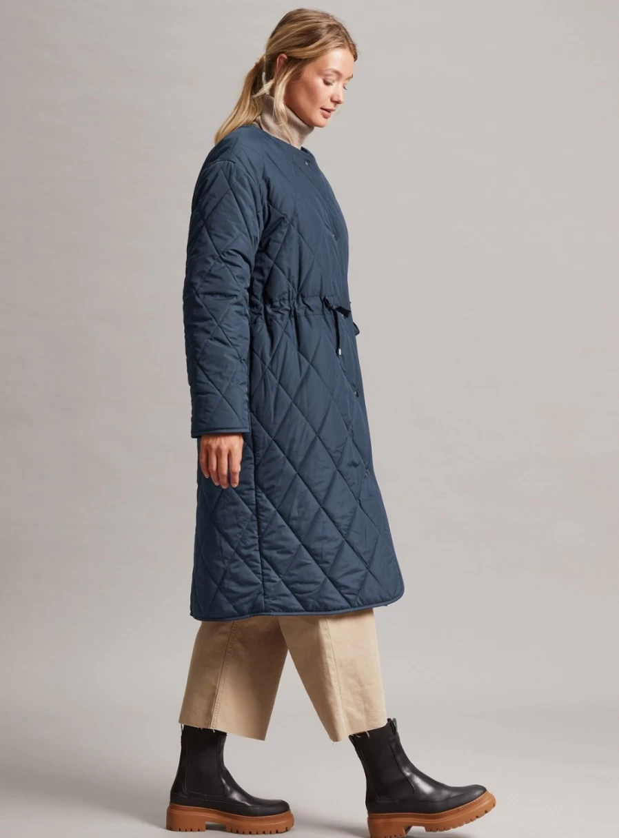 Women's Four Seasons Reversible Borg Jacket - Collarless Quilted Lightweight Coat for All Seasons