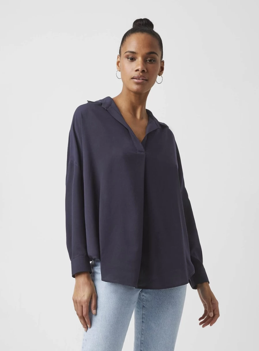 French Connection Women's Rhodes Recycled Crepe Popover Shirt - Sustainable Fashion Top