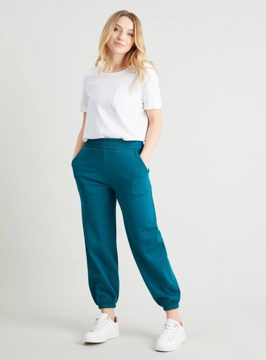 Women's Tu Petite Teal Joggers - Size 18 | Comfortable Petite Athletic Pants