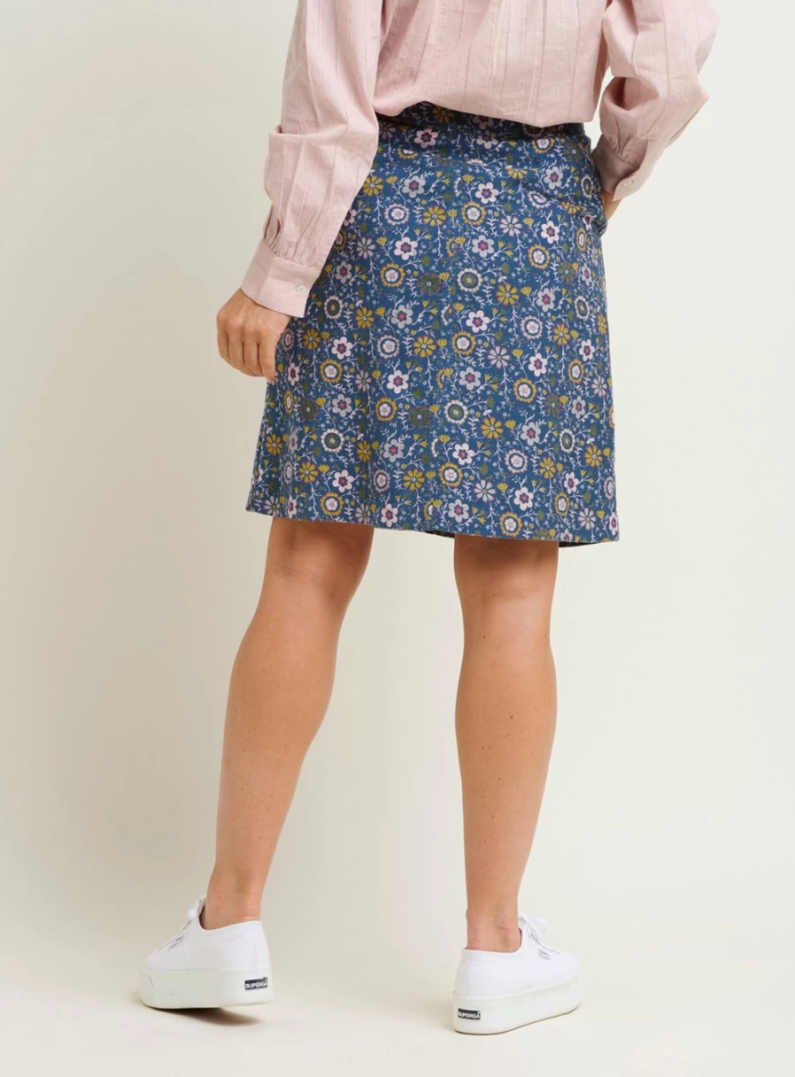 Brakeburn Women's Floral Print Cord Skirt - Vintage Folk Style, Size 12