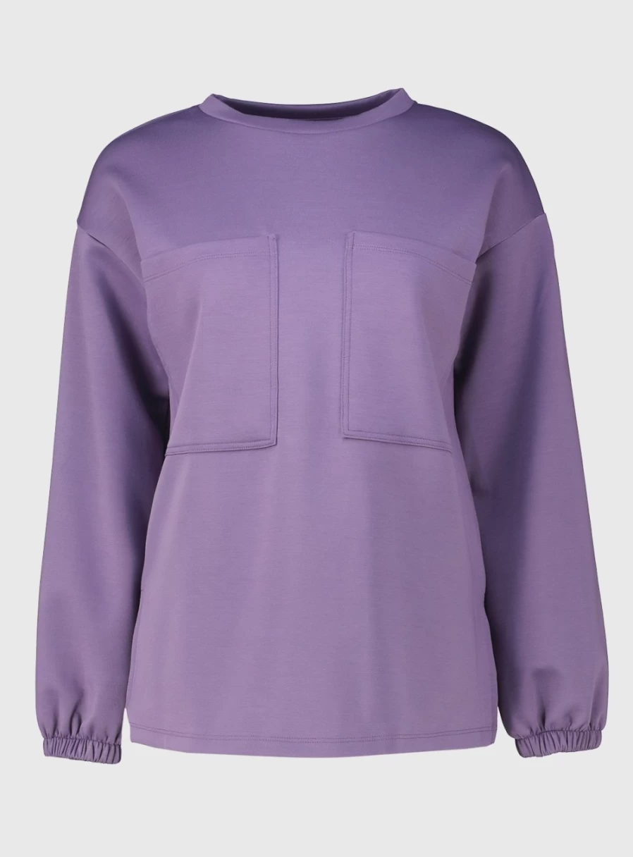 Tu Women's Purple Relaxed Scuba Sweatshirt with Pocket - Comfortable Casual Pullover - Size L