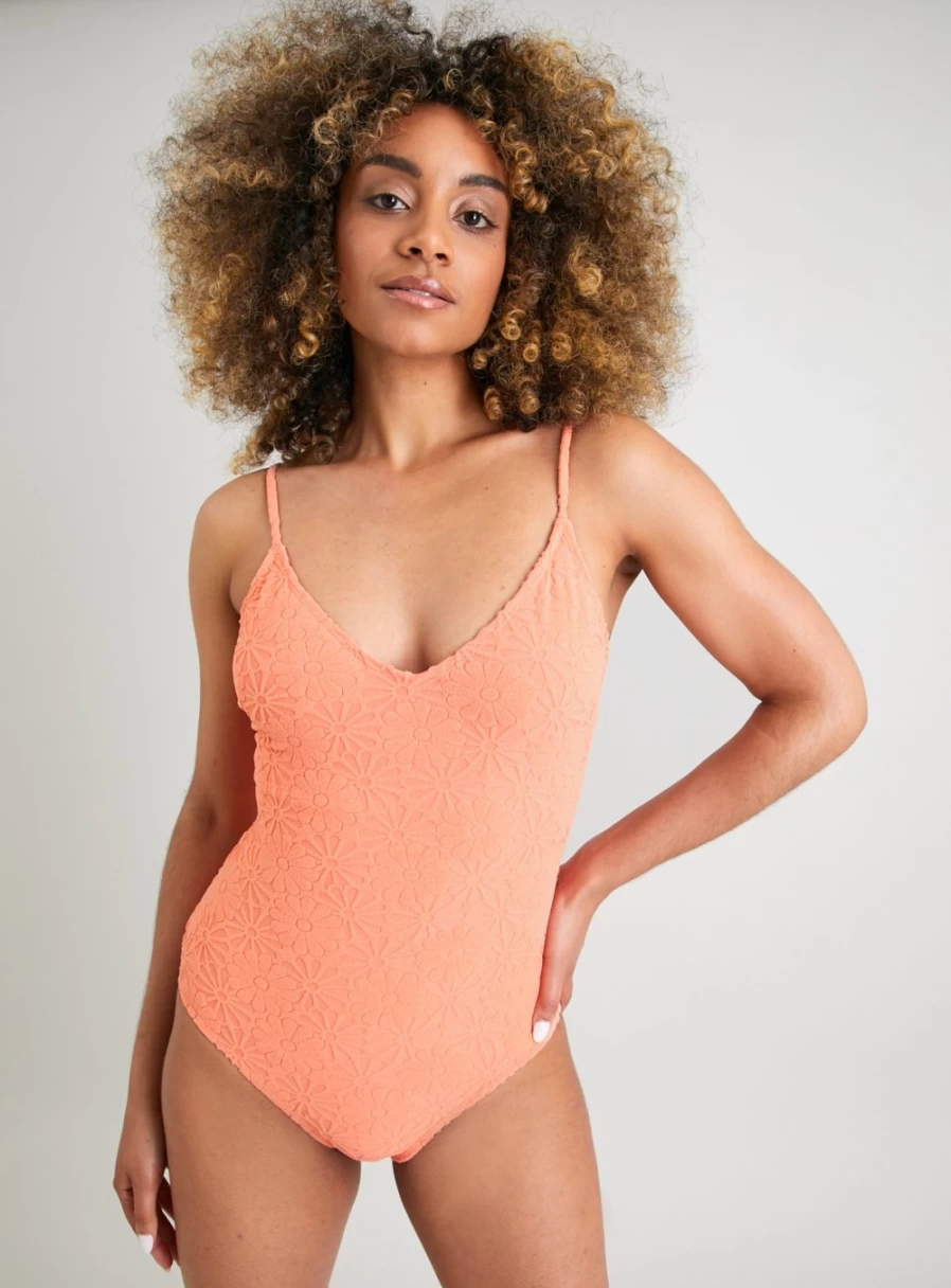 Tu Women's Orange Floral Towelling Swimsuit - Size 26, Summer Beach Cover-Up
