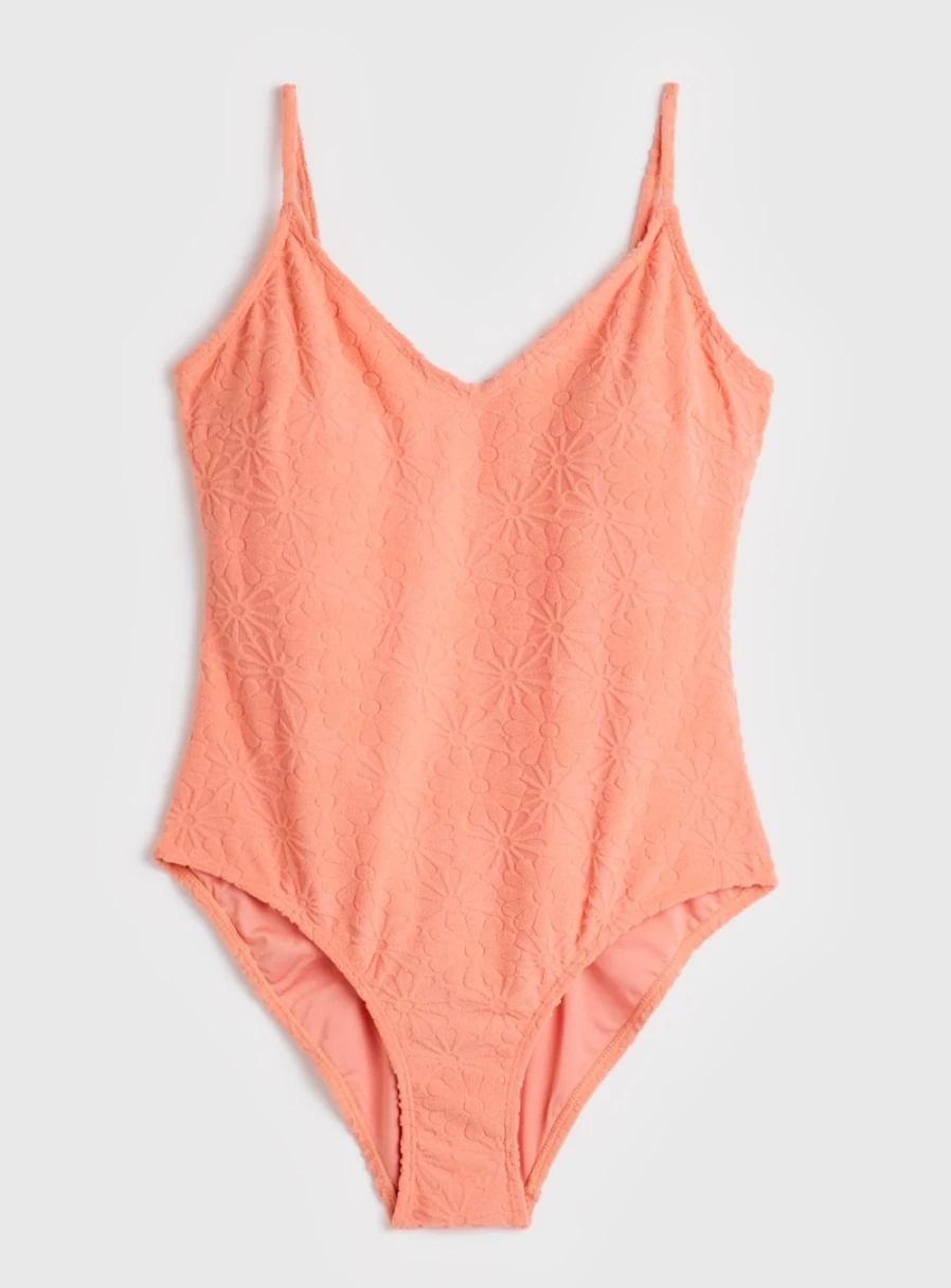 Tu Women's Orange Floral Towelling Swimsuit - Size 26, Summer Beach Cover-Up