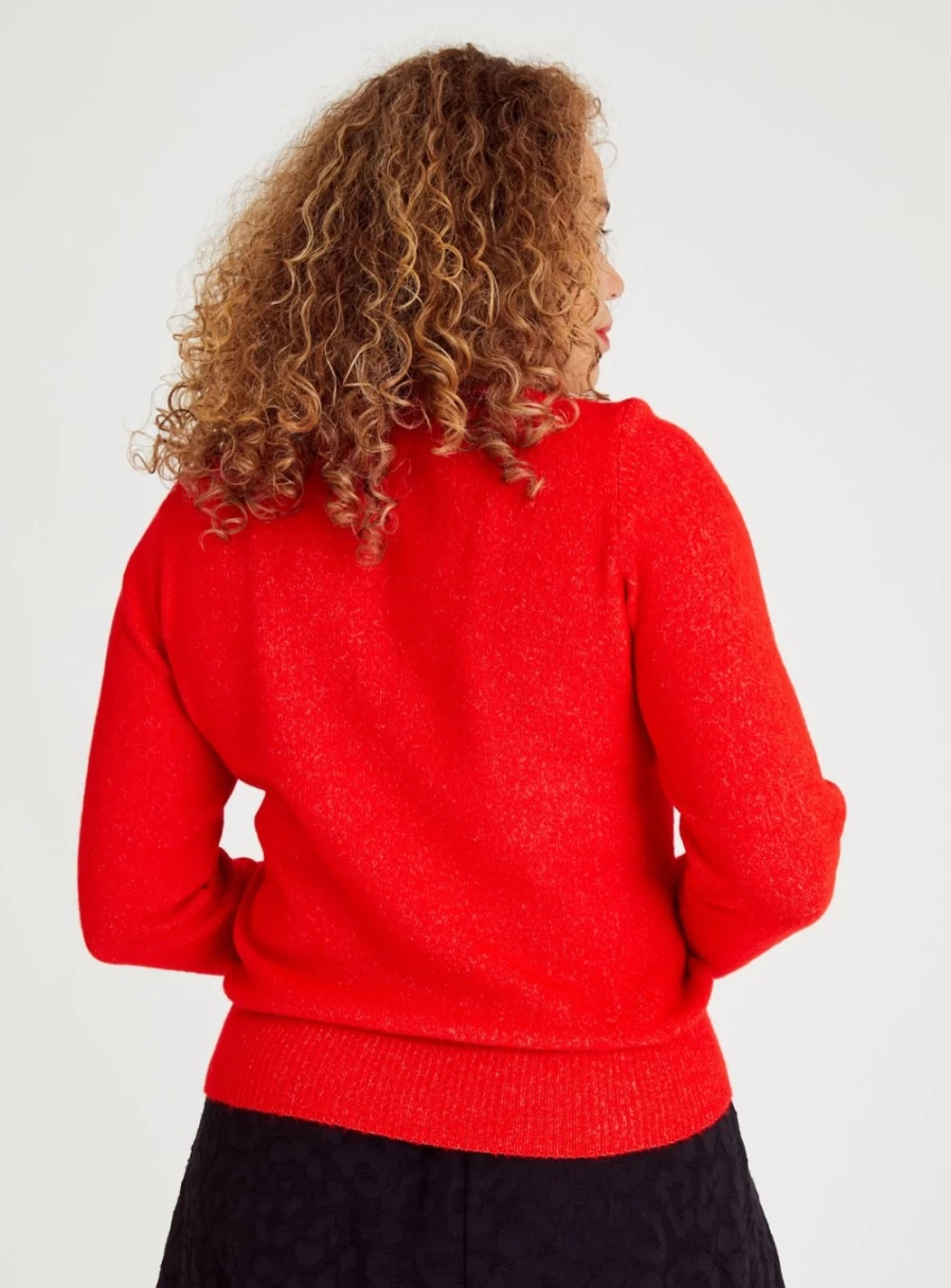 Tu Women's Christmas Red Penguin Sequin Sweater - Festive Holiday Pullover Size 12