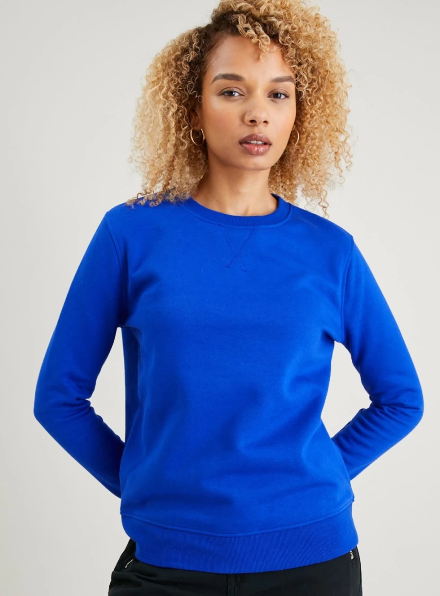 Tu Women's Blue Classic Crewneck Sweatshirt - Soft Casual Pullover - Size S