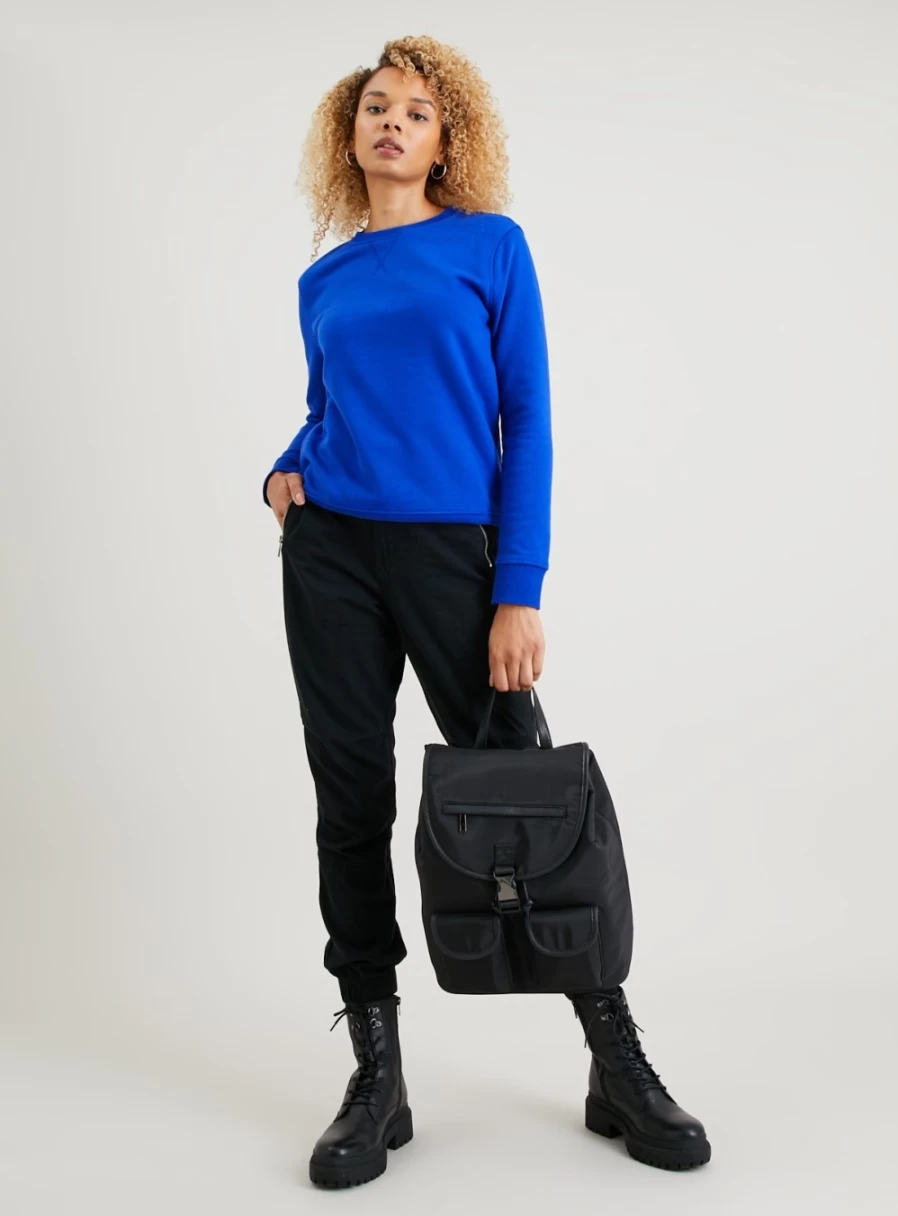 Tu Women's Blue Classic Crewneck Sweatshirt - Soft Casual Pullover - Size S