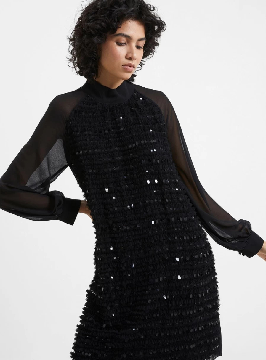 French Connection Women's Carina Embellished Dress - Elegant Sequined Party Gown