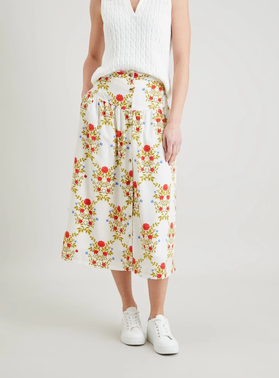 Tu Women's Floral Print Full Midi Skirt - Size 16, Elegant Boho Summer Skirt