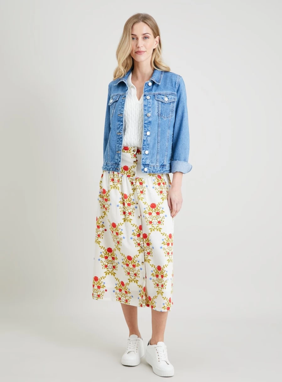 Tu Women's Floral Print Full Midi Skirt - Size 16, Elegant Boho Summer Skirt