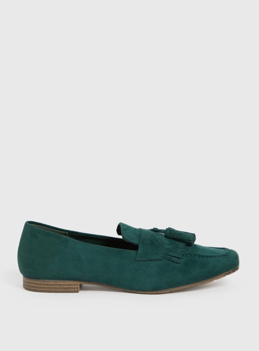 Tu Women's Dark Green Tassel Loafers – Sole Comfort Slip-On Shoes Size 7