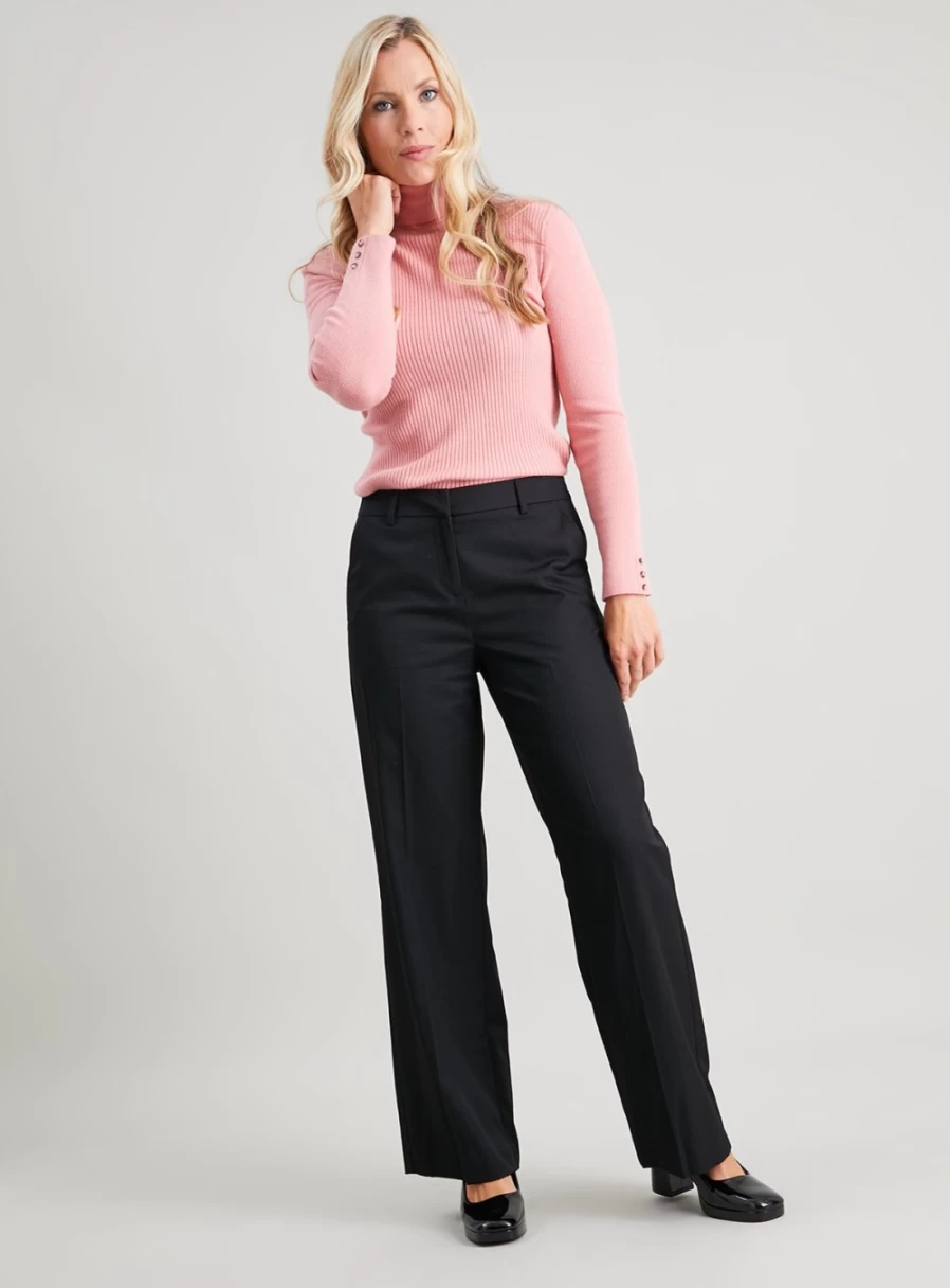 Tu Women's Black Wide Leg Trousers - High Waist Smart Office Pants 8L Stretch Comfort Fit