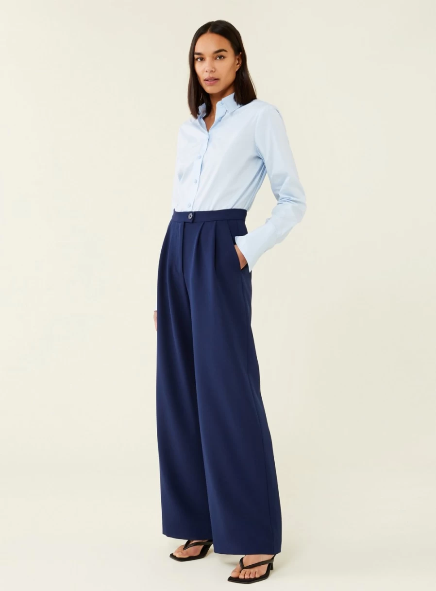 Finery Women's Navy High-Waisted Jeanne Trousers - Size 8 Slim Fit Casual Pants