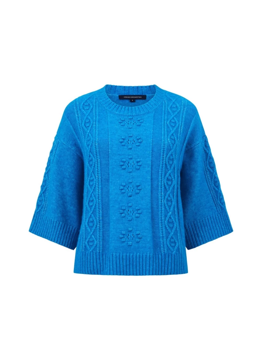 French Connection Women's Kitty Half Sleeve Jumper - XL Cozy Knit Sweater