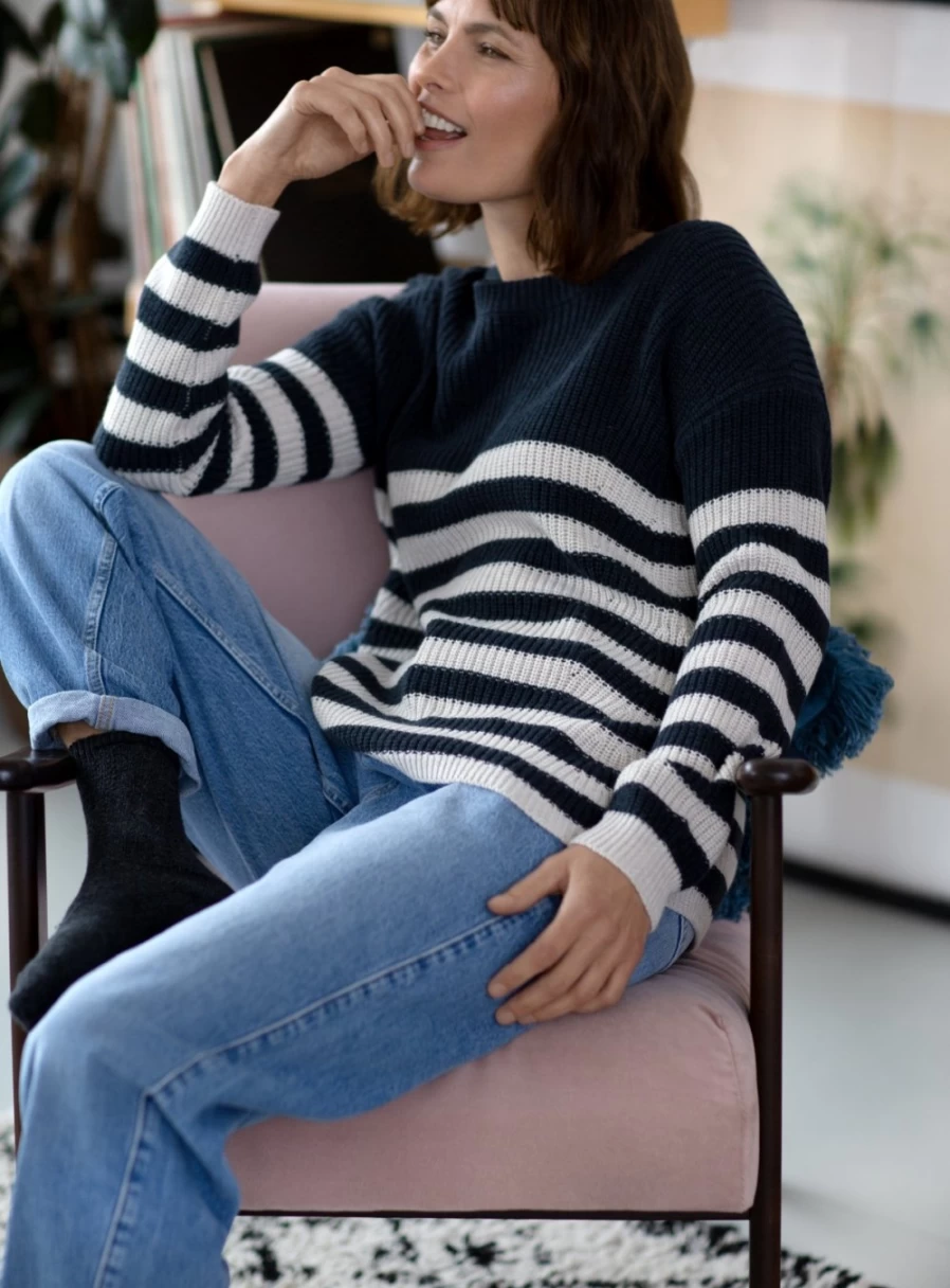 Thought Women's Gianna Organic Cotton Striped Knit Jumper - Size 14