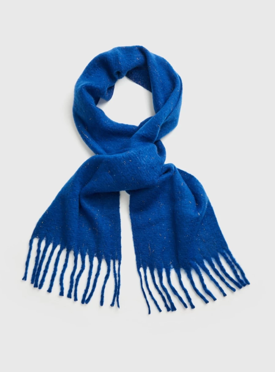 "Tu Women's Blue Metallic Thread Scarf - One Size Fashion Accessory"
