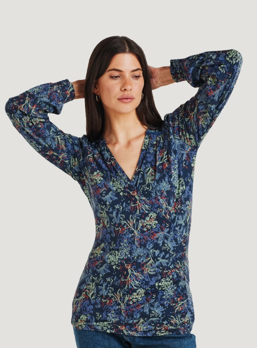 Thought Women's Neoma Bamboo Printed Wrap Top - Sustainable Fashion