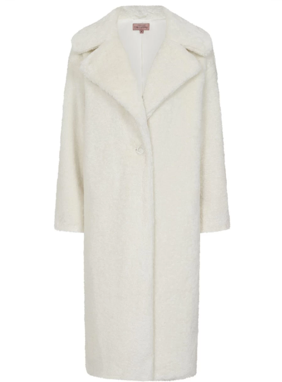 Vogue Williams Women's Cream Teddy Coat - Soft & Cozy Winter Outerwear