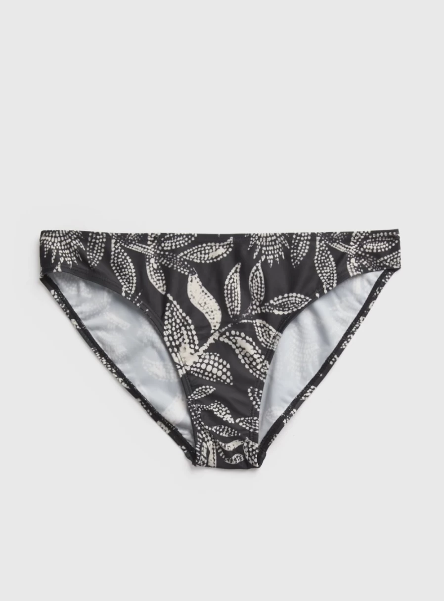 Tu Women's Mono Leaf Print High-Waisted Bikini Bottoms - Classic Swimwear Bottom 10"