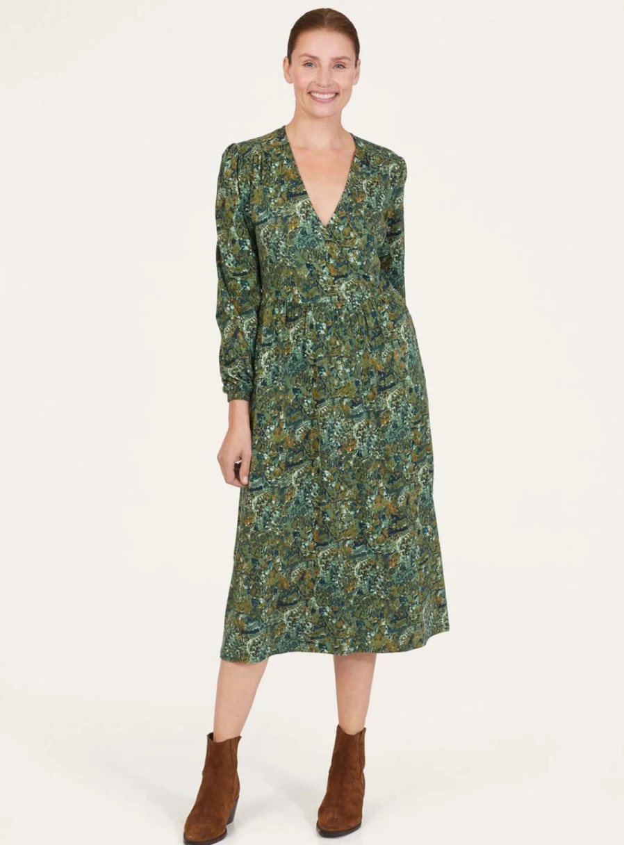 Thought Women's Erin Organic Cotton Jersey Wrap Dress - Size 8 Sustainable Casual Wear