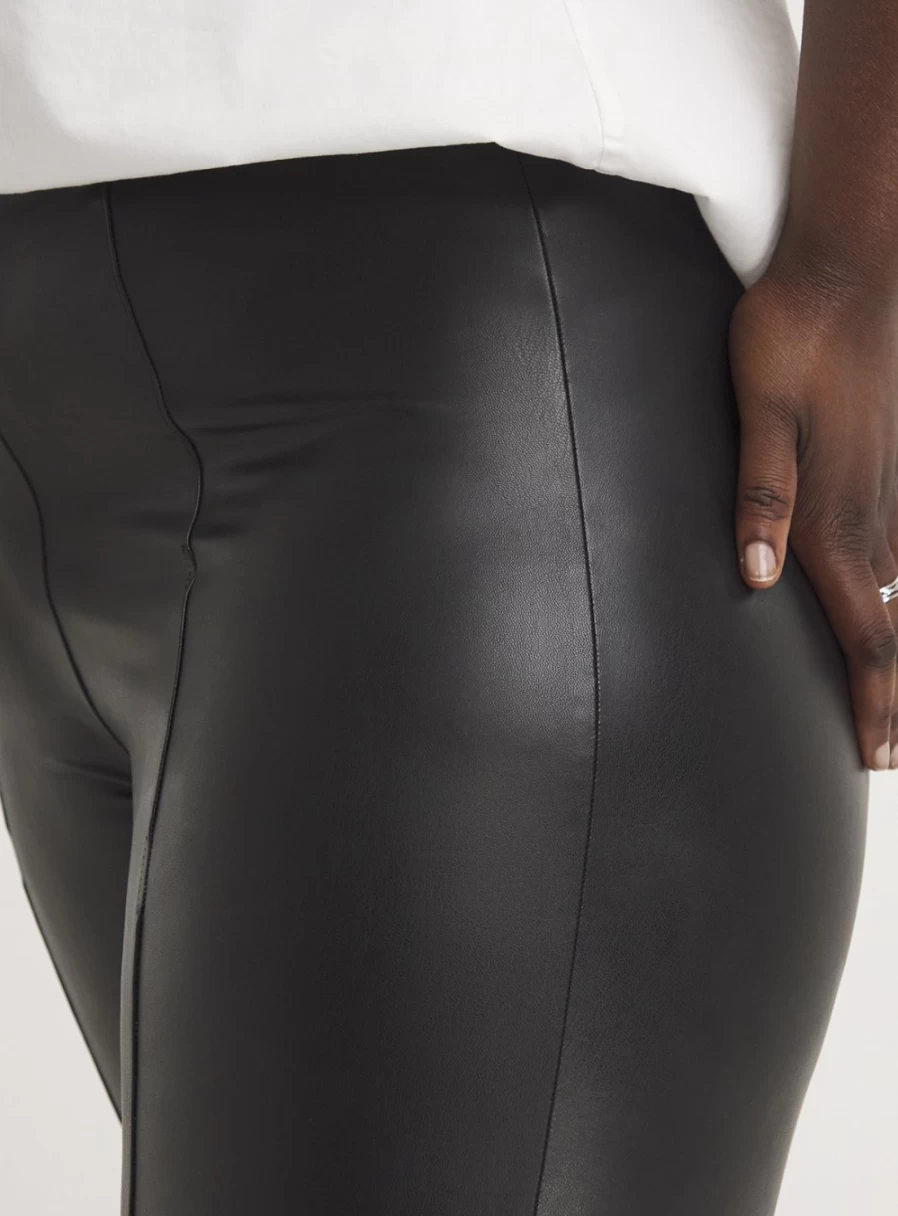 Simply Be Women's Black PU Leather Leggings - Size 18 High Waist Stretch Pants