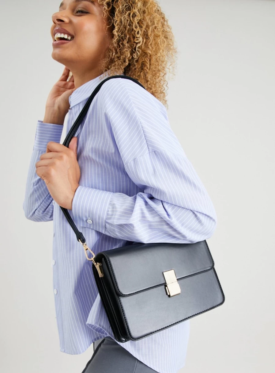 "TU Women's Black Satchel Crossbody Bag - Stylish One Size Shoulder Purse"