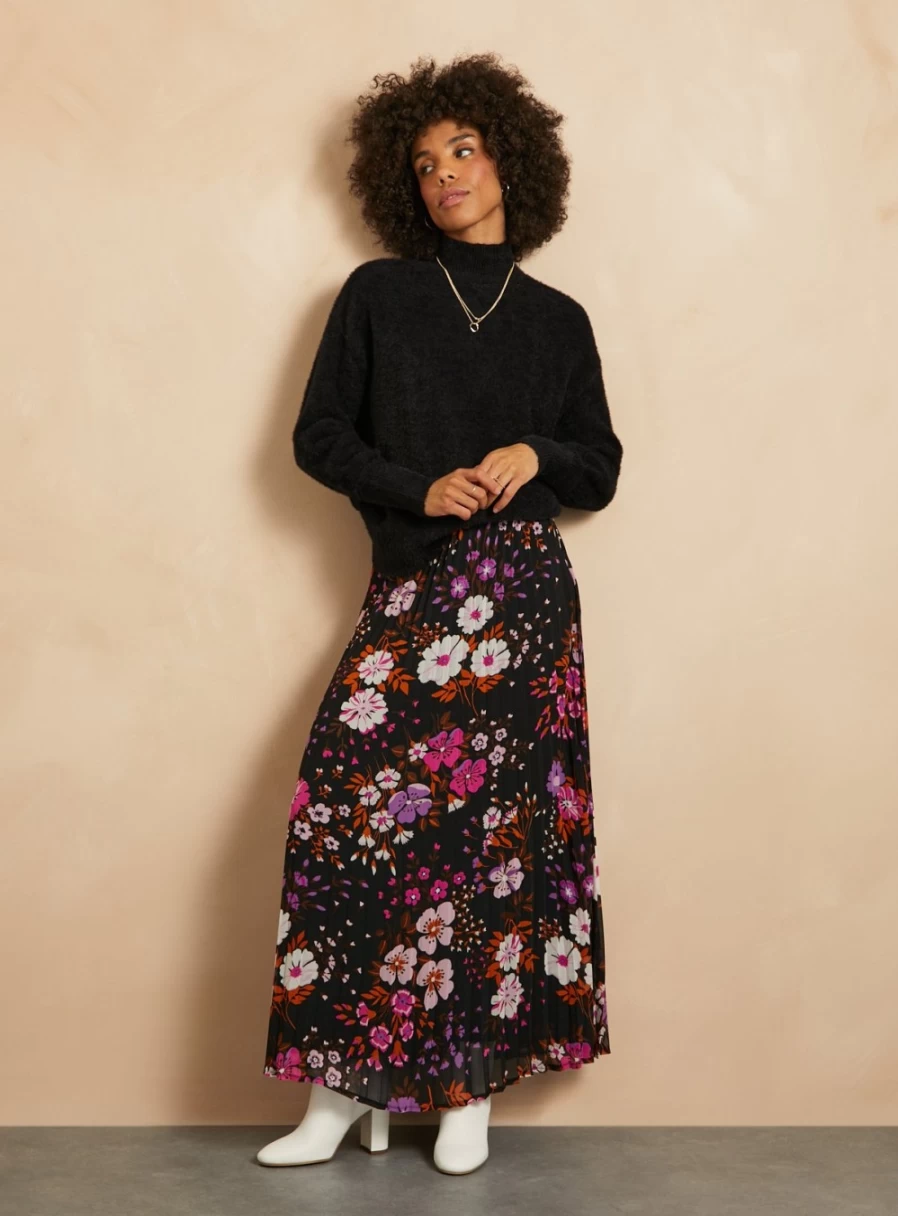 Everbelle Women's Floral Maxi Skirt - Elegant Long Flowy Skirt with Vibrant Print