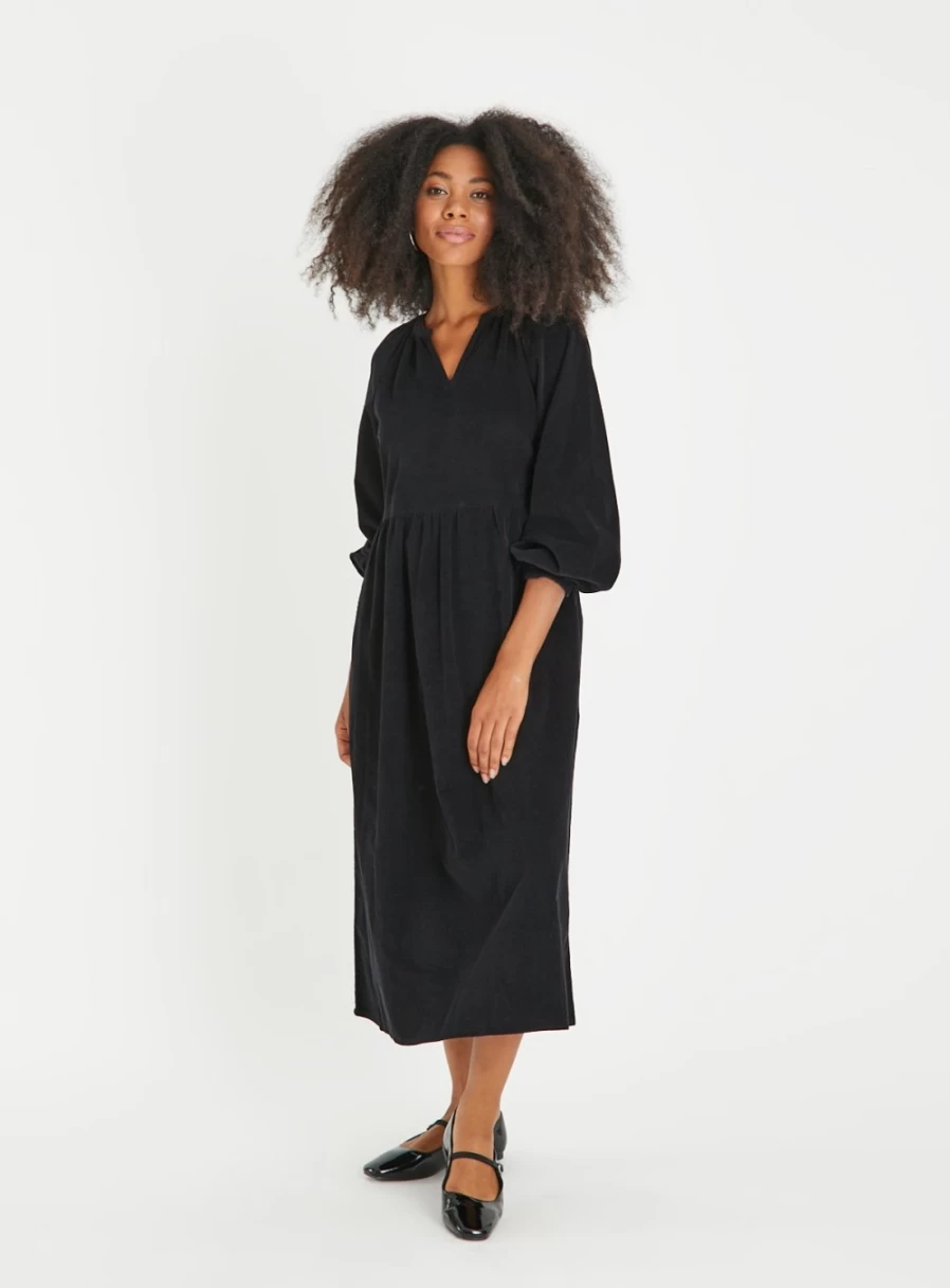 Tu Women's Black Corduroy Midi Dress - Size 8, Stylish & Comfortable Fall Fashion