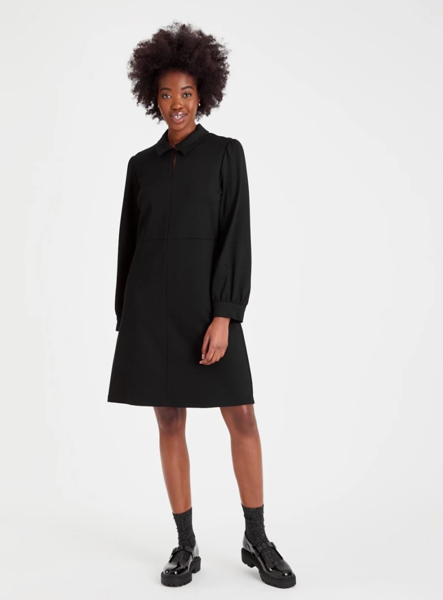 Tu Women's Black Ponte Shift Dress - Comfortable Stretch Fit Knee-Length Office Dress