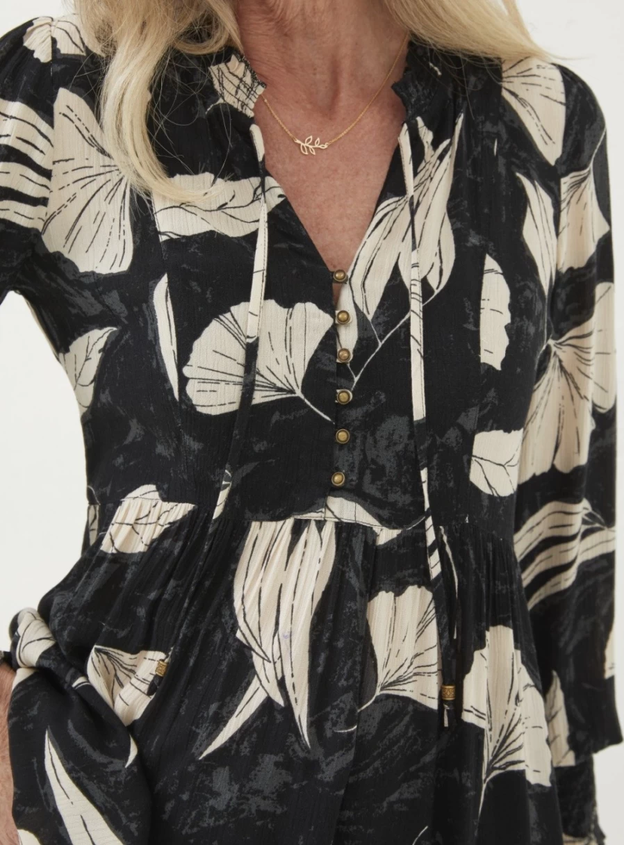 FatFace Women's Gerry Twilight Leaves Tunic - Size 10 Floral Print Casual Top