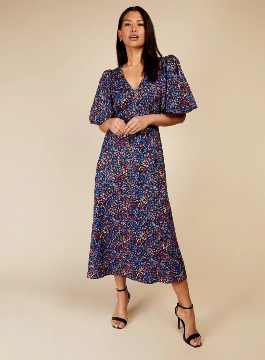 Little Mistress Women's Animal Print Midaxi Dress - Stylish 8/10 Length Party Wear