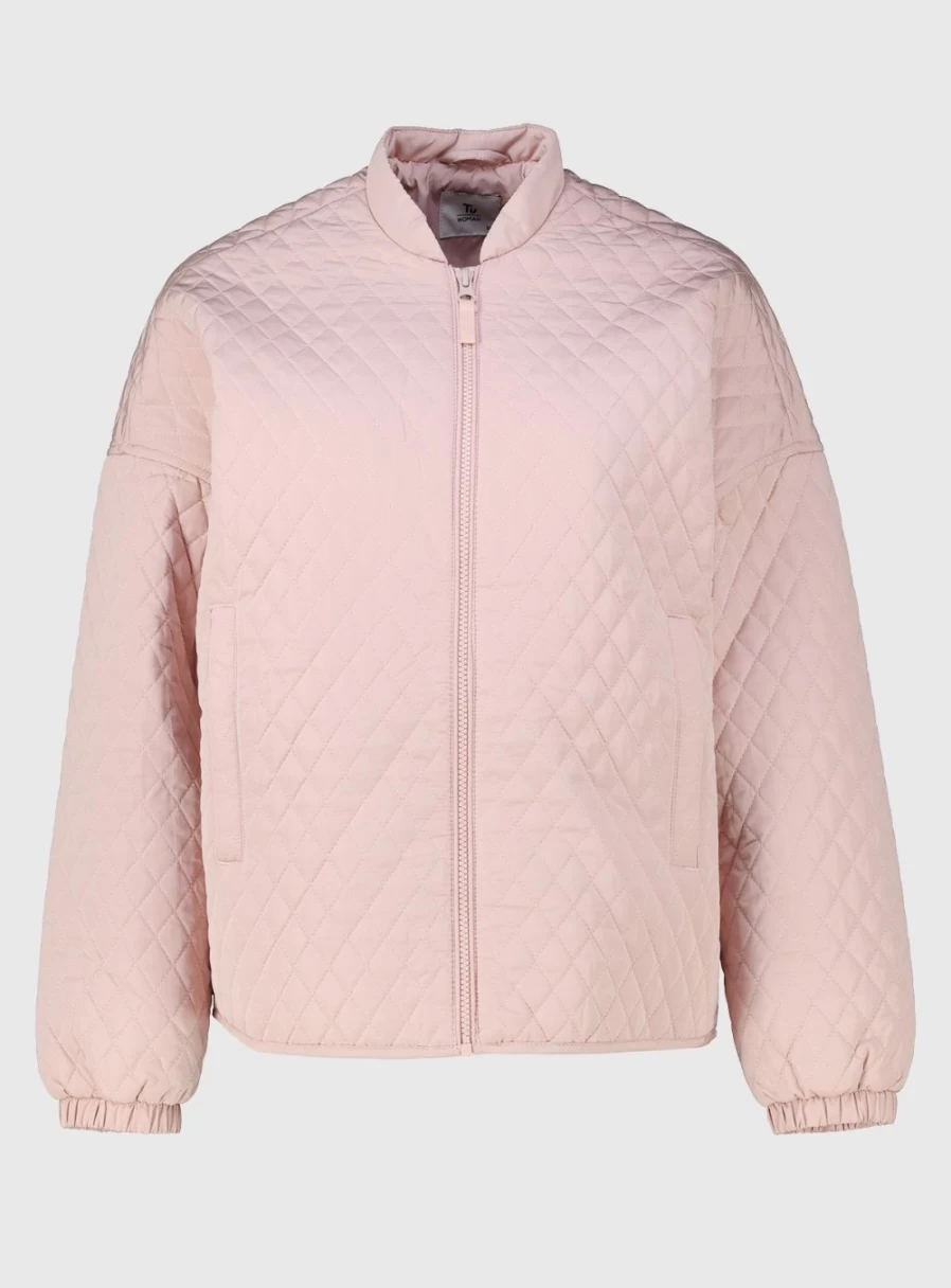 Tu Women's Pink Diamond Quilted Bomber Jacket - Stylish Winter Outerwear for Women
