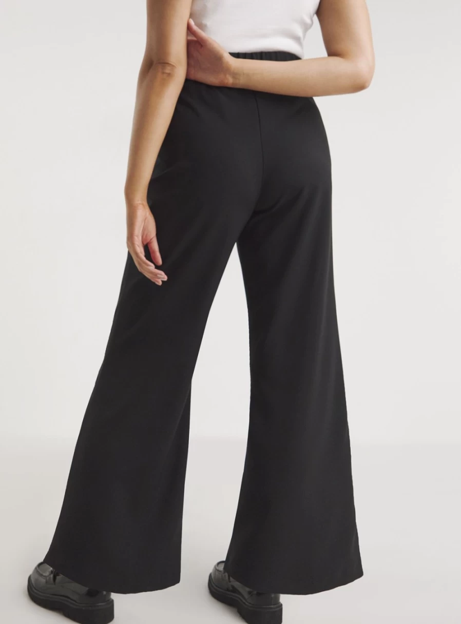 Simply Be Women's Black Wide Leg Workwear Trousers - Size 32 Professional Office Pants